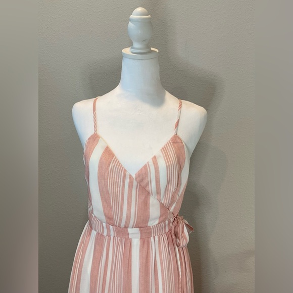 Harper Pink and Ivory Striped Wrap Dress - Picture 4 of 14